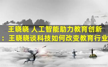 王晓晓 人工智能助力教育创新：王晓晓谈科技如何改变教育行业
